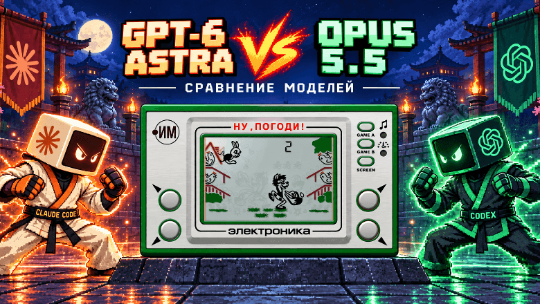 Сравнение GPT6-Astra и Opus 5.5 в разработке игры «Ну, погоди!» («Электроника ИМ-02»)