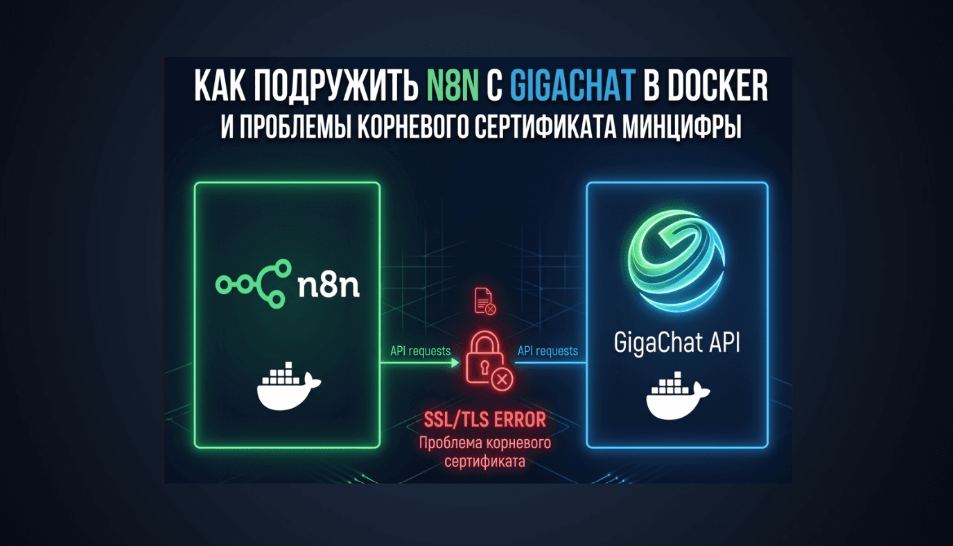 Как подружить n8n с GigaChat в Docker, и проблемы корневого сертификата Минцифры